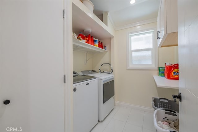 1741 Wabasso Way, Glendale, CA 91208 - laundry area with washer and dryer, light tile patterned floors, and ornamental molding