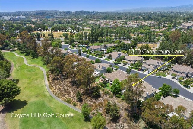 1320 Canterbury Ln, Fullerton, CA 92831 - aerial view of property's location featuring nearby suburban area and a golf club