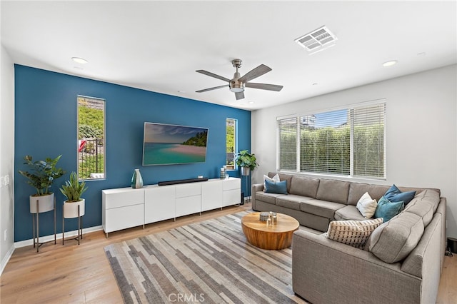 3372 Ivy Way, Rancho Mission Viejo, CA 92694 - living room with wood finished floors, plenty of natural light, a ceiling fan, and recessed lighting