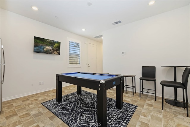 27240 Lost Palm St, Menifee, CA 92585 - recreation room featuring stone finish floors, billiards, and recessed lighting