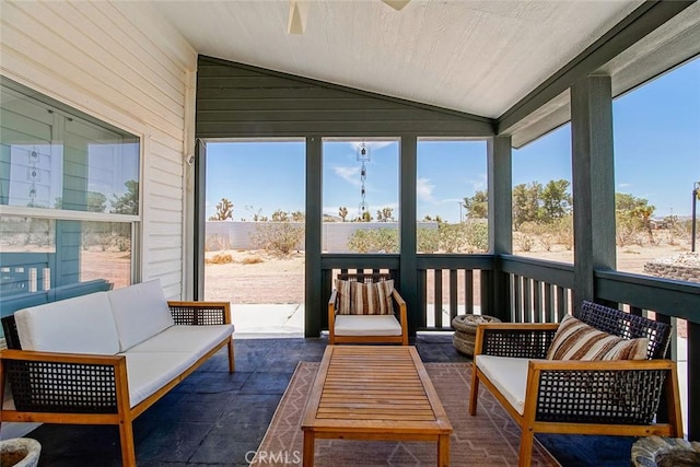 1001 Gibralter Rd, Landers, CA 92285 - sunroom / solarium with vaulted ceiling, plenty of natural light, and an outdoor living space