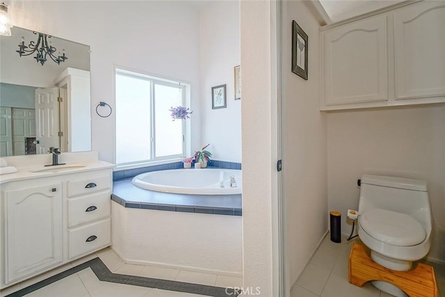 1001 Gibralter Rd, Landers, CA 92285 - bathroom featuring tile patterned flooring, vanity, and a bath