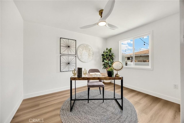 5336 Stratford Rd, Los Angeles, CA 90042 - office area with a ceiling fan and light wood-style flooring