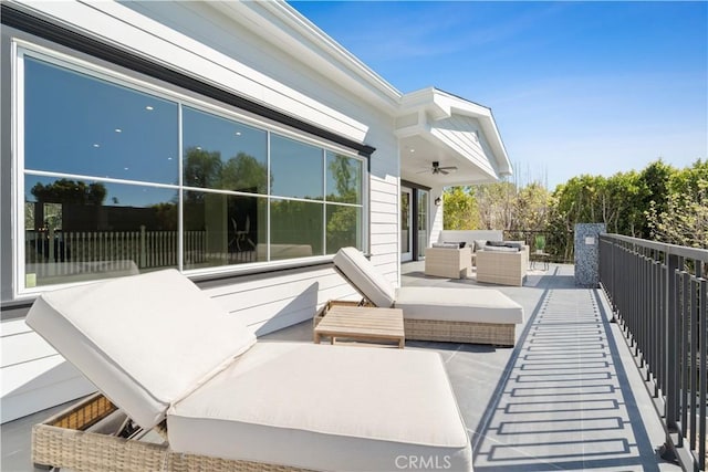 17528 Jayden Ln, Encino, CA 91316 - view of patio featuring an outdoor living space and ceiling fan