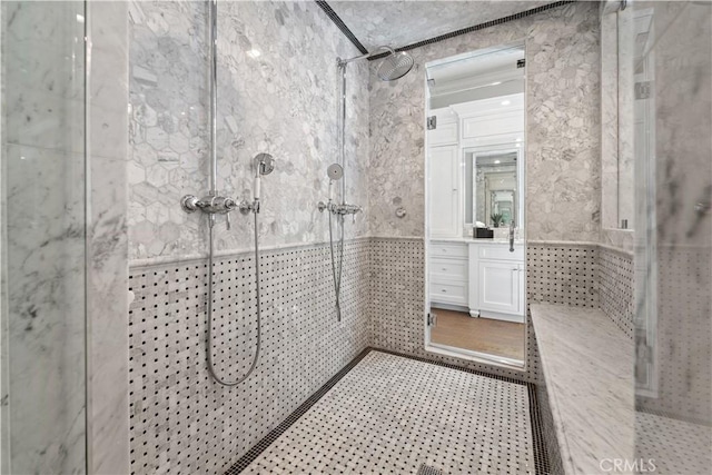 17528 Jayden Ln, Encino, CA 91316 - bathroom with a stall shower and vanity