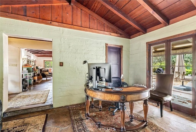 5729 Grandview Ave, Yorba Linda, CA 92886 - office space featuring wooden ceiling and stone finish floors