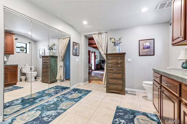 5729 Grandview Ave, Yorba Linda, CA 92886 - full bathroom featuring vanity, tile patterned floors, a bidet, and recessed lighting
