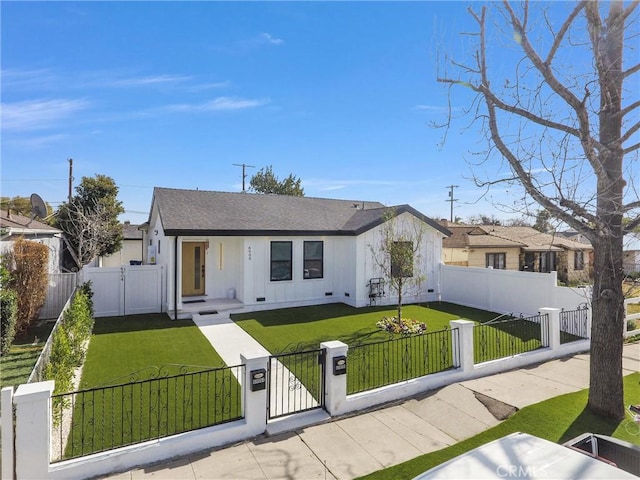 6904 Corbin Ave, Reseda, CA 91335 - view of front of property featuring a gate, a fenced front yard, and board and batten siding