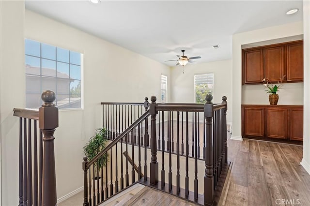 28549 Oakhurst Way, Temecula, CA 92591 - staircase with wood finished floors, ceiling fan, and recessed lighting