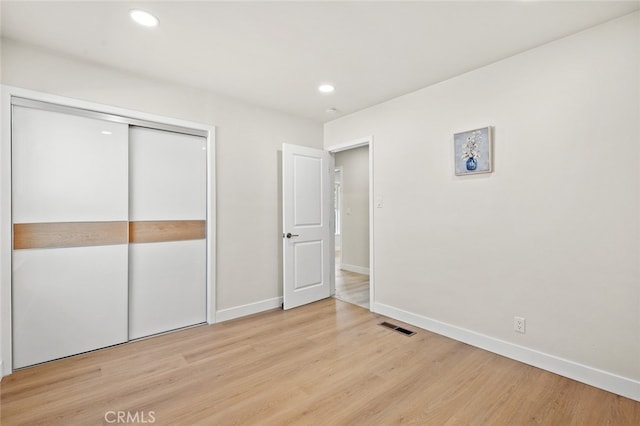 647 Magnolia Ave, Brea, CA 92821 - unfurnished bedroom featuring light wood-style floors, a closet, and recessed lighting