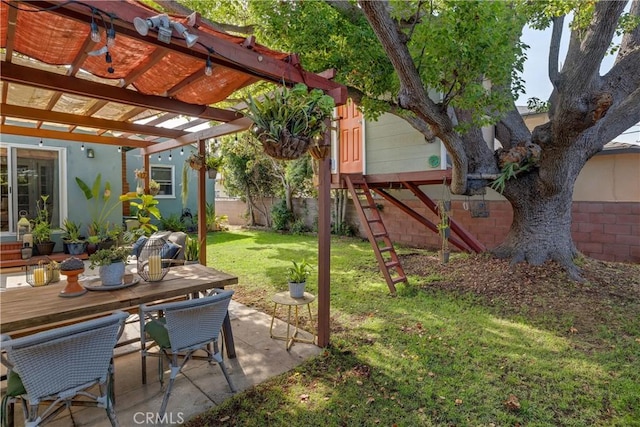 20108 Wayne Ave, Torrance, CA 90503 - fenced backyard with a patio area, a pergola, and outdoor dining area