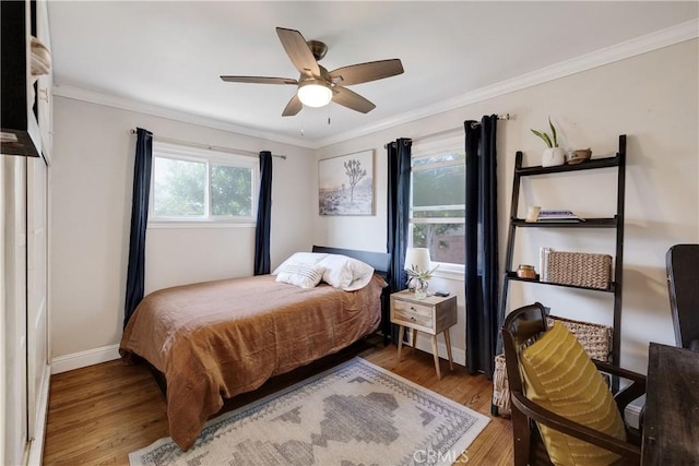 20108 Wayne Ave, Torrance, CA 90503 - bedroom with wood finished floors, ornamental molding, and ceiling fan