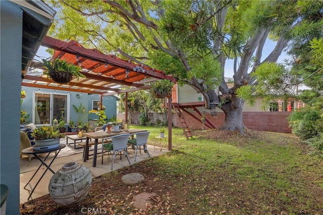 20108 Wayne Ave, Torrance, CA 90503 - fenced backyard with a pergola, a patio area, and a playground