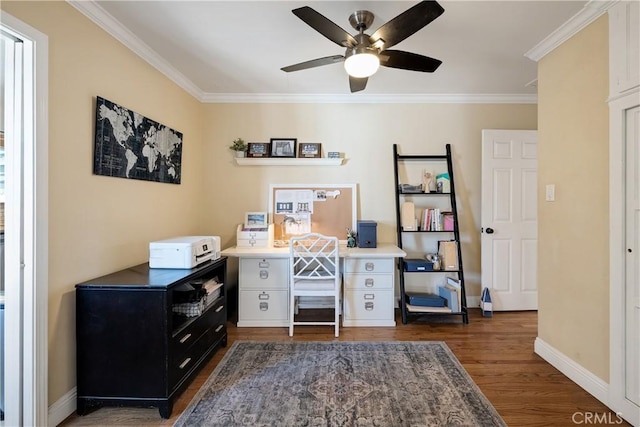 20108 Wayne Ave, Torrance, CA 90503 - office space with ceiling fan, dark wood finished floors, and ornamental molding