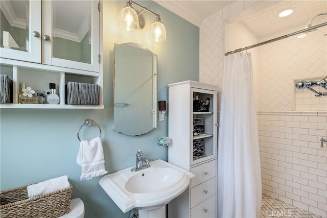 20108 Wayne Ave, Torrance, CA 90503 - full bathroom featuring ornamental molding and a stall shower