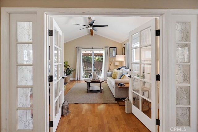 20108 Wayne Ave, Torrance, CA 90503 - living area with light wood-style flooring, ceiling fan, and french doors