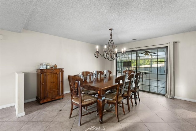 320 Casa Real Pl, Nipomo, CA 93444 - dining room with a textured ceiling, light tile patterned floors, and a chandelier