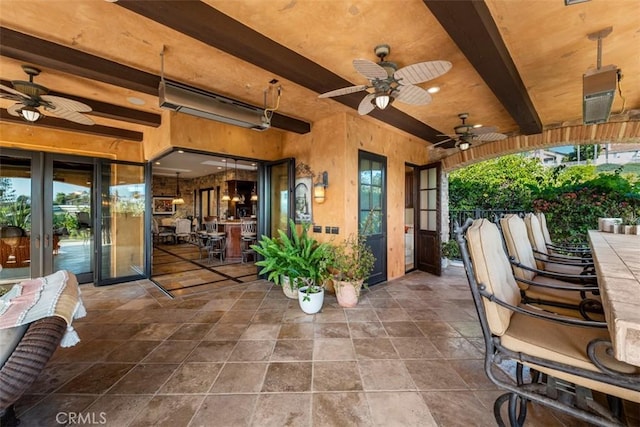 25492 Spotted Pony Ln, Laguna Hills, CA 92653 - view of patio / terrace featuring a ceiling fan and french doors