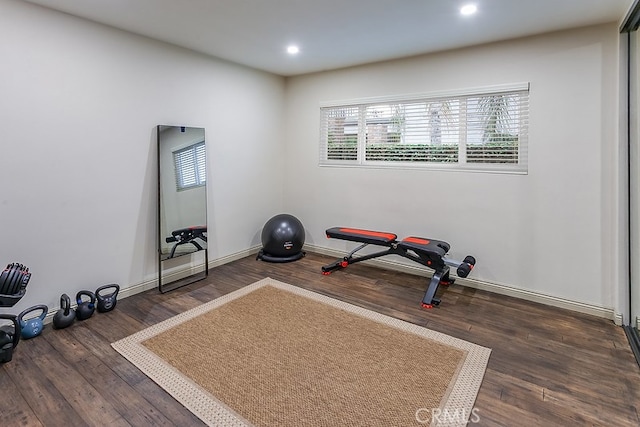 19520 Bermudas St, Porter Ranch, CA 91326 - workout area with wood finished floors and recessed lighting