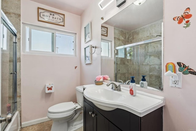 3443 Trophy Dr, La Mesa, CA 91941 - bathroom featuring vanity, tile patterned flooring, and shower / bath combination with glass door