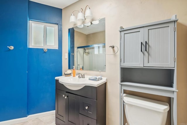 3443 Trophy Dr, La Mesa, CA 91941 - full bath with vanity, an enclosed shower, and tile patterned floors