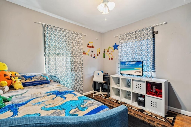 3443 Trophy Dr, La Mesa, CA 91941 - bedroom with wood finished floors and a ceiling fan