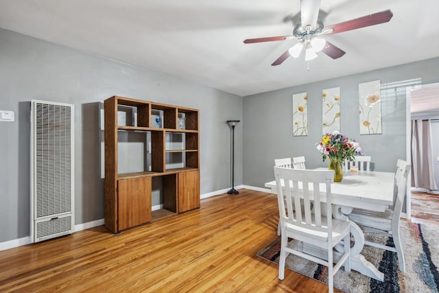3443 Trophy Dr, La Mesa, CA 91941 - dining space with a heating unit, a ceiling fan, and light wood finished floors