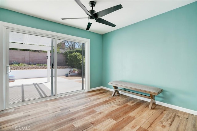 1276 Sao Paulo Ave, Placentia, CA 92870 - doorway to outside with light wood-style flooring and ceiling fan