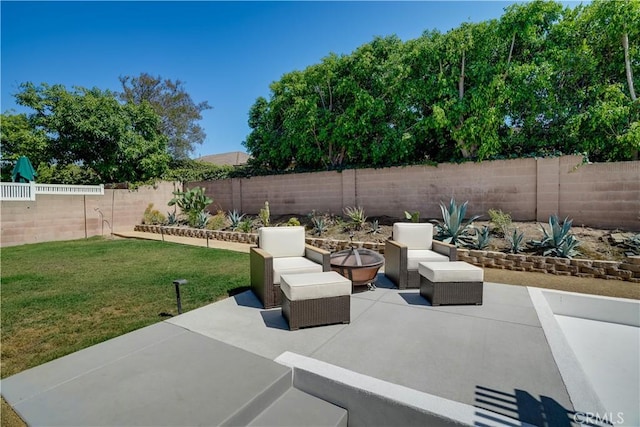 1276 Sao Paulo Ave, Placentia, CA 92870 - fenced backyard featuring a patio area and an outdoor living space with a fire pit