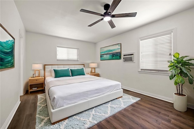 2871 Adriatic Ave, Long Beach, CA 90810 - bedroom with a wall mounted air conditioner, wood finished floors, and a ceiling fan