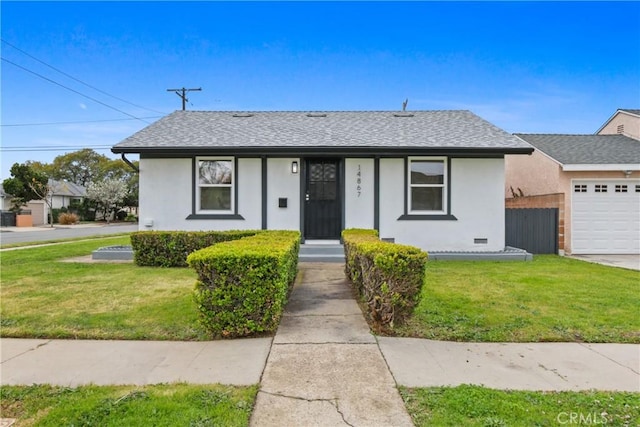 14867 Roxton Ave, Gardena, CA 90249 - view of front of house featuring stucco siding, an attached garage, and a shingled roof