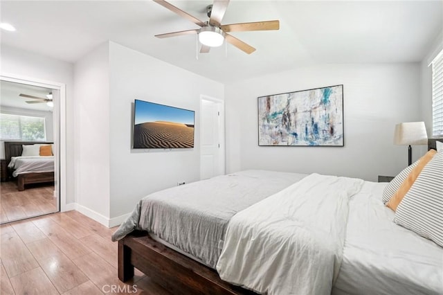 20042 Lassen St, Chatsworth, CA 91311 - bedroom with wood finished floors and a ceiling fan
