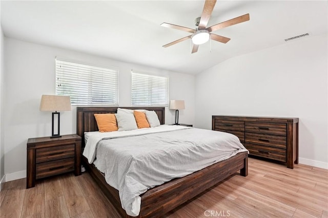 20042 Lassen St, Chatsworth, CA 91311 - bedroom with light wood-type flooring, ceiling fan, and lofted ceiling