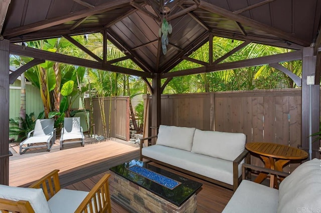 121 Cadmus St, Encinitas, CA 92024 - wooden deck featuring a gazebo and an outdoor hangout area