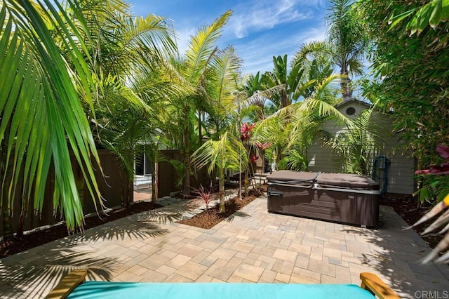 121 Cadmus St, Encinitas, CA 92024 - fenced backyard with a hot tub and a patio