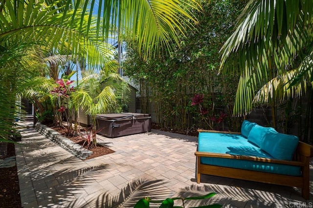 121 Cadmus St, Encinitas, CA 92024 - view of patio / terrace featuring a hot tub
