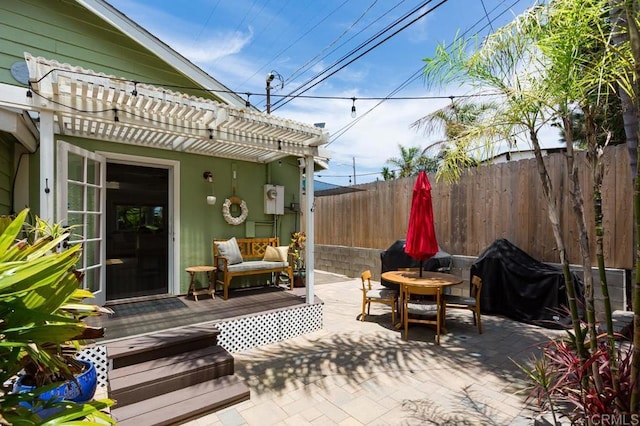 121 Cadmus St, Encinitas, CA 92024 - view of patio / terrace with a pergola and a wooden deck