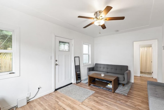216466 S 40th St, San Diego, CA 92113 - living room with wood finished floors and a ceiling fan