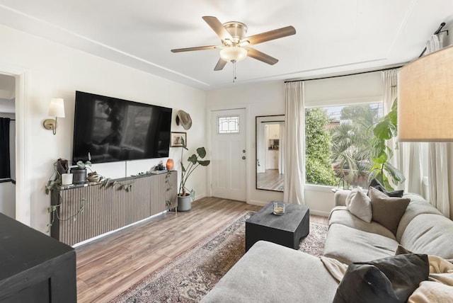 216466 S 40th St, San Diego, CA 92113 - living area with wood finished floors and ceiling fan