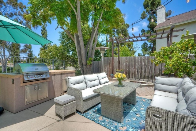 1675 Bronco Way, Oceanside, CA 92057 - view of patio / terrace featuring an outdoor hangout area and an outdoor kitchen