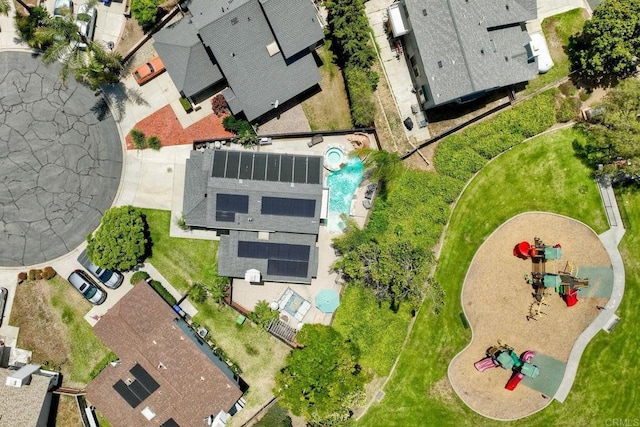 1675 Bronco Way, Oceanside, CA 92057 - aerial perspective of suburban area featuring a pool area
