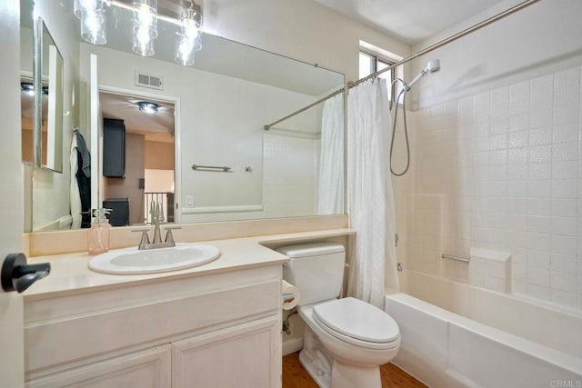 1675 Bronco Way, Oceanside, CA 92057 - full bathroom with shower / bath combination with curtain, vanity, and wood finished floors