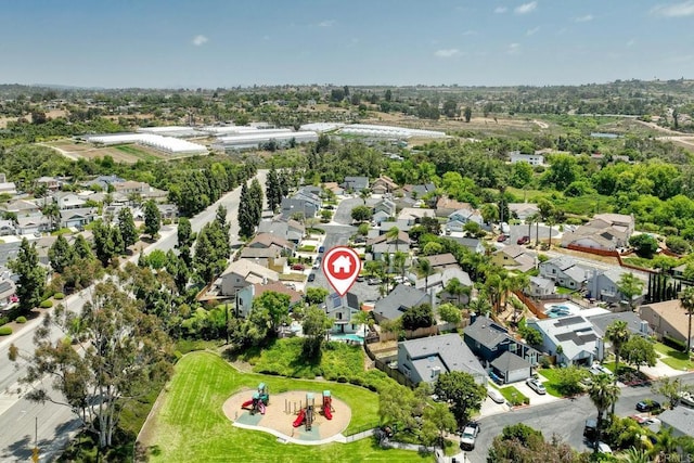 1675 Bronco Way, Oceanside, CA 92057 - aerial view of residential area featuring a tree filled landscape
