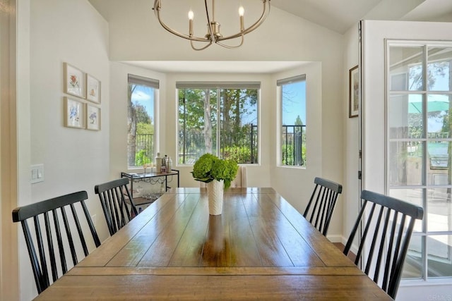 1675 Bronco Way, Oceanside, CA 92057 - dining space featuring lofted ceiling and a chandelier