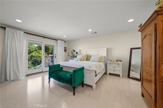 29603 Highpoint Rd, Rancho Palos Verdes, CA 90275 - bedroom featuring access to exterior, recessed lighting, and light wood-style flooring