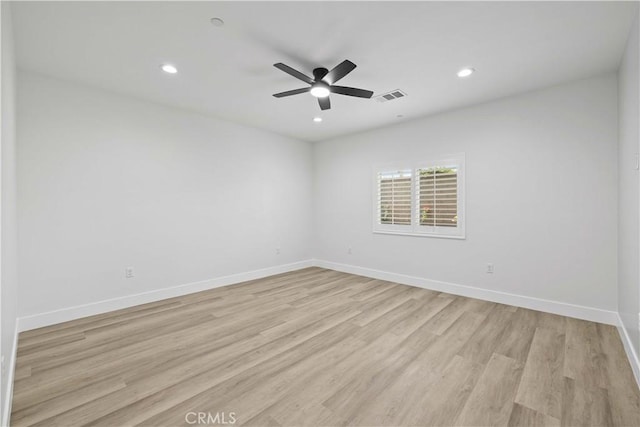 3838 Balmont St, Lancaster, CA 93536 - empty room featuring light wood-style flooring, recessed lighting, and a ceiling fan