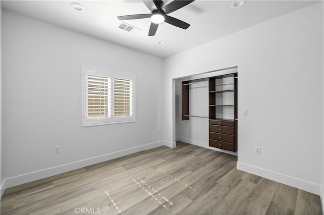 3838 Balmont St, Lancaster, CA 93536 - unfurnished bedroom featuring light wood finished floors, a closet, ceiling fan, and recessed lighting