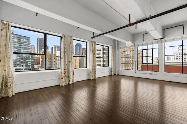 746 S Los Angeles St Unit 1001, Los Angeles, CA 90014 - empty room with wood finished floors and a view of skyline