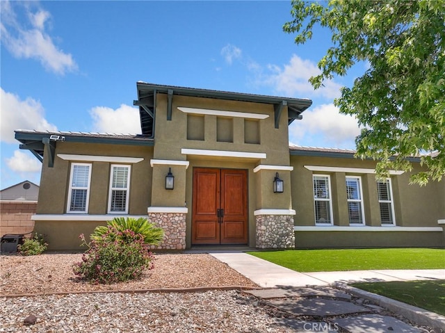 7219 Evening Star Rose Ct, Oak Hills, CA 92344 - view of front of home featuring stucco siding and a front yard