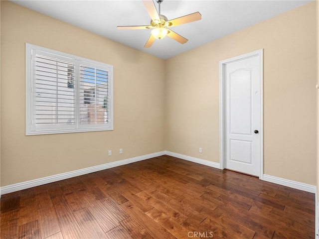 7219 Evening Star Rose Ct, Oak Hills, CA 92344 - unfurnished room featuring ceiling fan and dark wood-style flooring
